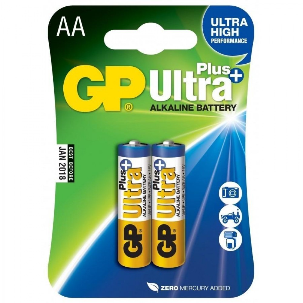 Bateria gp plus alkalina aa 1.5v cartón 2 pcs